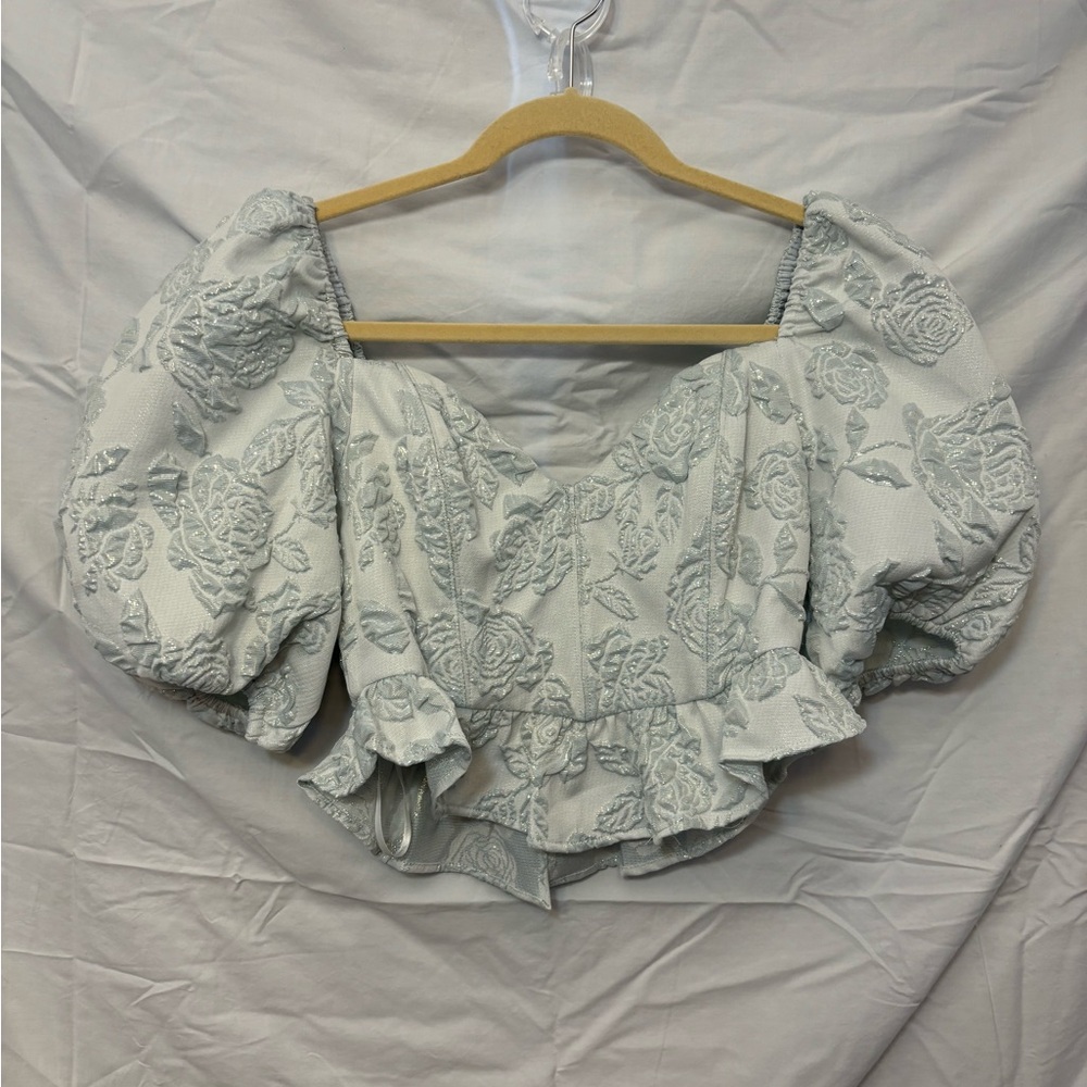 For Love & Lemons fitted puff sleeve top